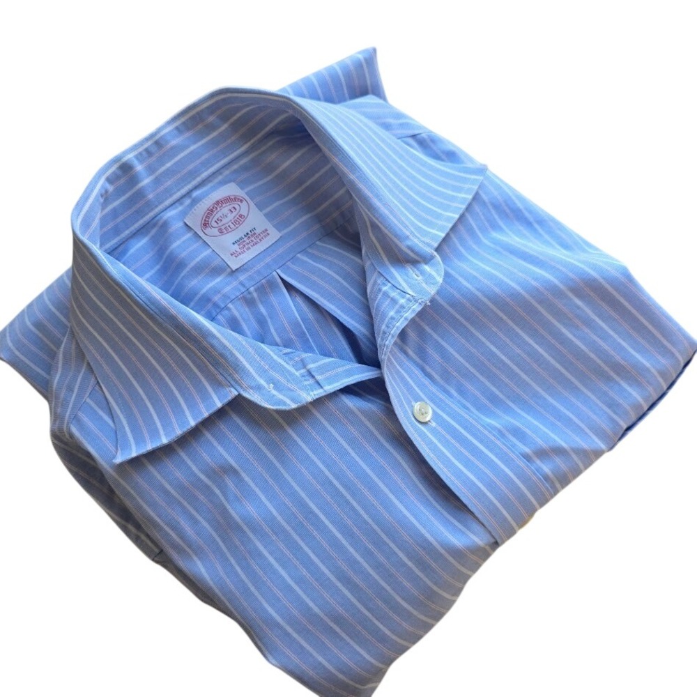 Brooks Brothers‎ Classic Oxford Stripe Button Down Shirt Men Regular Fit Blue